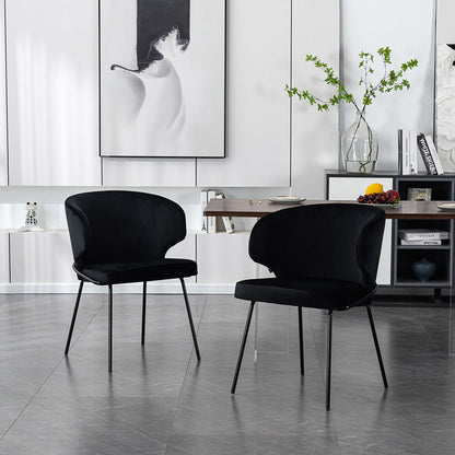 Home Deluxe Esszimmerstuhl AMARA Samt - 6er Set Schwarz