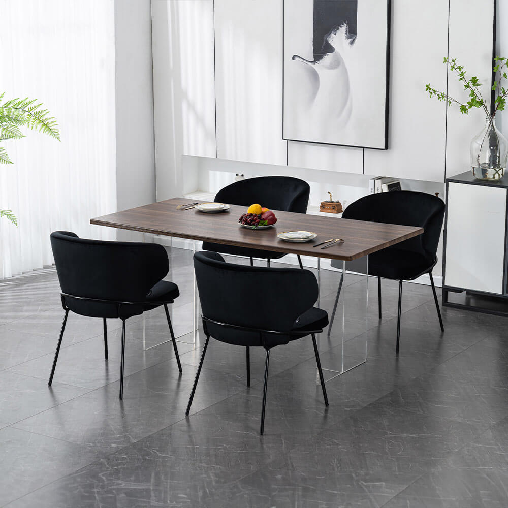 Home Deluxe Esszimmerstuhl AMARA Samt - 10er Set Schwarz