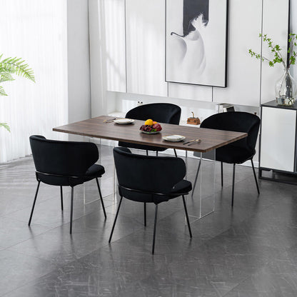 Home Deluxe Esszimmerstuhl AMARA Samt - 4er Set Schwarz