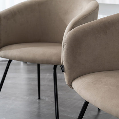 Home Deluxe Esszimmerstuhl Samt mit Armlehne ARIA - 8er Set Beige