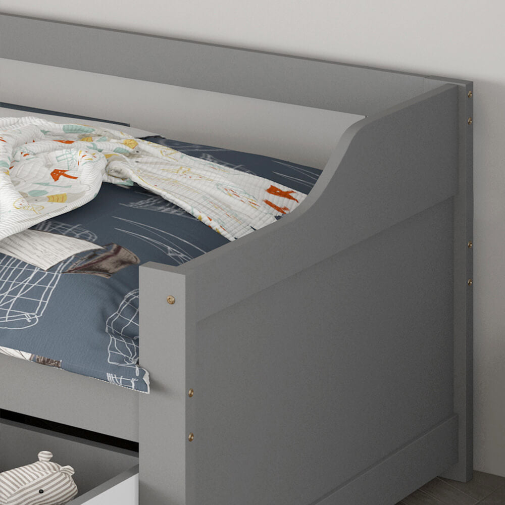 Home Deluxe Kinderbett COSMOS mit Schubladen und Matratze - 90 x 200 cm Grau