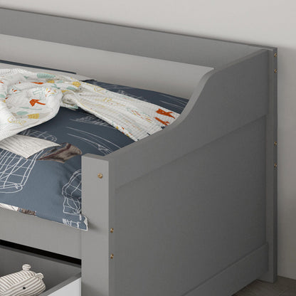 Home Deluxe Kinderbett COSMOS mit Schubladen und Matratze - 90 x 200 cm Grau