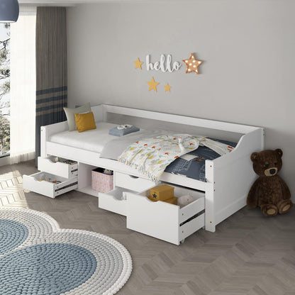 Home Deluxe Kinderbett COSMOS mit Schubladen und Matratze - 90 x 200 cm Weiß