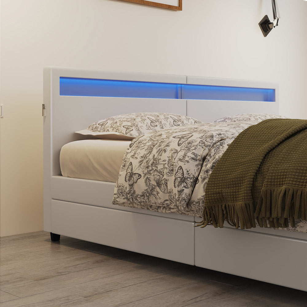 Home Deluxe Familienbett mit Schubladen NUBE - 270 x 200 cm ohne Matratze Weiß