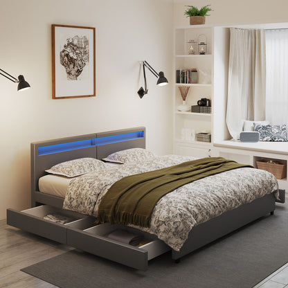 Home Deluxe Familienbett mit Schubladen NUBE - 270 x 200 cm mit Matratze Dunkelgrau