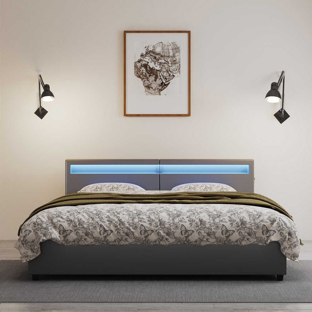 Home Deluxe Familienbett mit Schubladen NUBE - 270 x 200 cm ohne Matratze Dunkelgrau