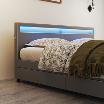 Home Deluxe Familienbett mit Schubladen NUBE - 270 x 200 cm ohne Matratze Dunkelgrau