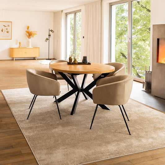 Home Deluxe Esstisch Rund Ausziehbar AVENTURA inkl. Sternfuß - 120-160 x 120 cm Light Oak