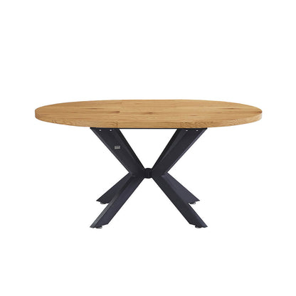 Home Deluxe Esstisch Rund Ausziehbar AVENTURA inkl. Sternfuß - 120-160 x 120 cm Light Oak