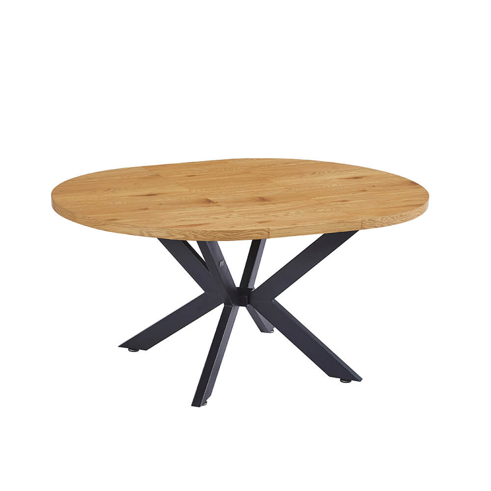 Home Deluxe Esstisch Rund Ausziehbar AVENTURA inkl. Sternfuß - 120-160 x 120 cm Light Oak