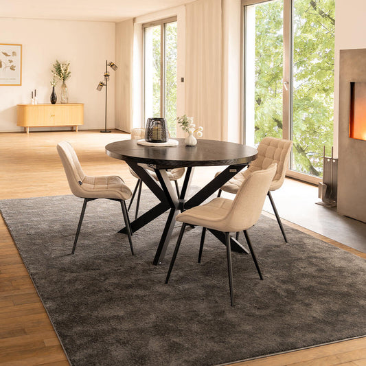 Home Deluxe Esstisch Rund Ausziehbar AVENTURA inkl. Sternfuß - 120-160 x 120 cm Dark Oak