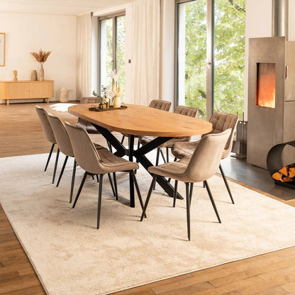 Home Deluxe Esstisch Oval Ausziehbar AVENTI inkl. Sternfuß - 160-200 x 100 cm Light Oak
