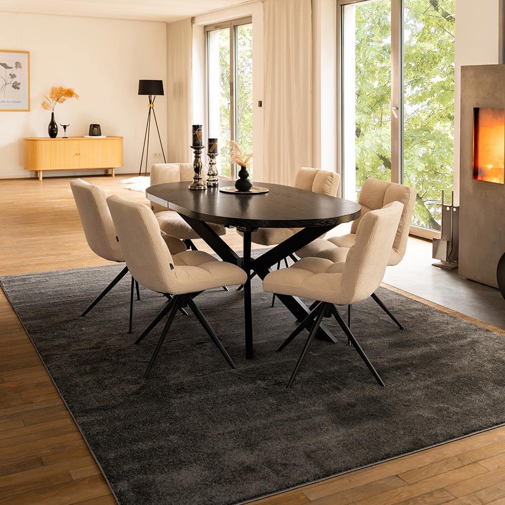 Home Deluxe Esstisch Oval Ausziehbar AVENTI inkl. Sternfuß - 160-200 x 100 cm Dark Oak