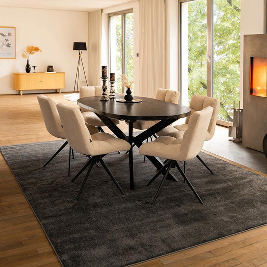 Home Deluxe Esstisch Oval Ausziehbar AVENTI inkl. Sternfuß - 160-200 x 100 cm Dark Oak