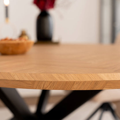 Home Deluxe Esstisch Oval AVENTIS inkl. Sternfuß - 200 x 120 cm Fishbone Oak