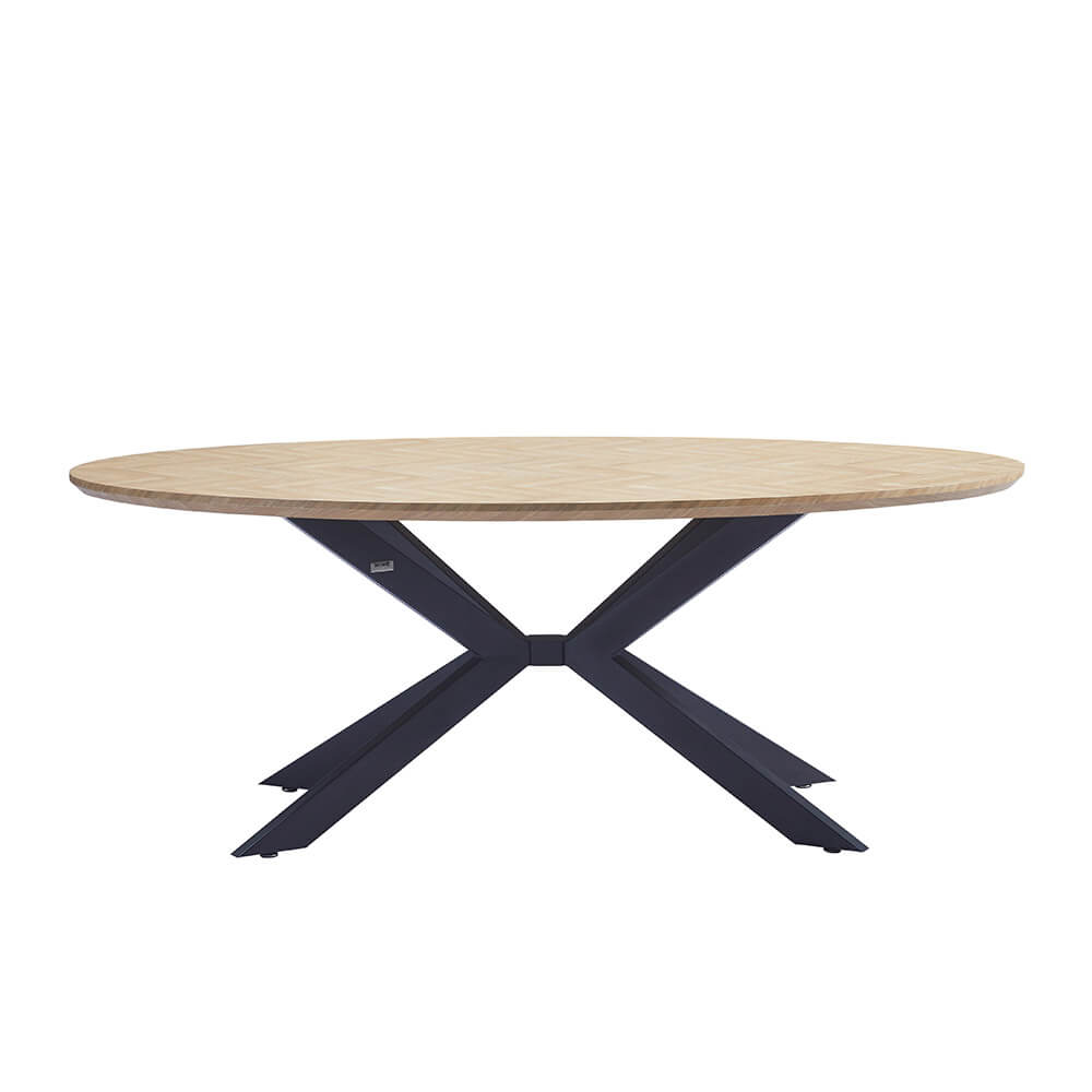 Home Deluxe Esstisch Oval AVENTIS inkl. Sternfuß - 200 x 120 cm Fishbone Oak