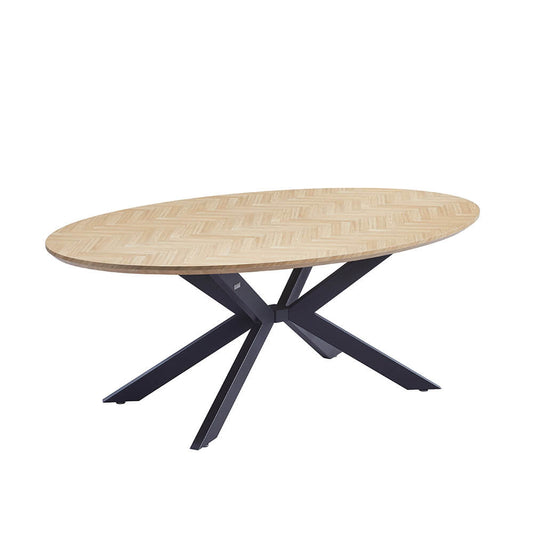 Home Deluxe Esstisch Oval AVENTIS inkl. Sternfuß - 200 x 120 cm Fishbone Oak