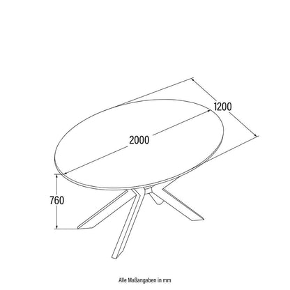 Home Deluxe Esstisch Oval AVENTIS inkl. Sternfuß - 200 x 120 cm Fishbone Oak