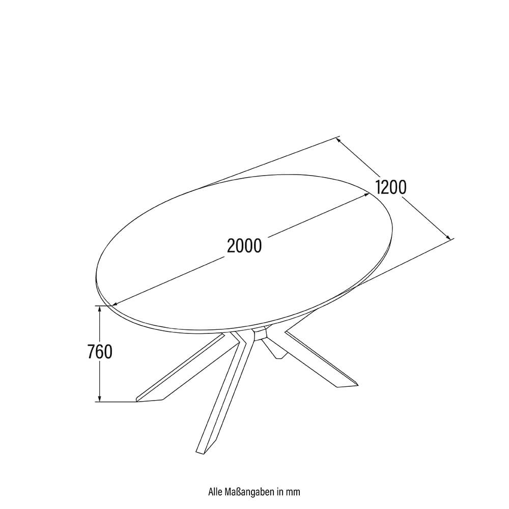 Home Deluxe Esstisch Oval AVENTIS inkl. Sternfuß - 200 x 120 cm Light Oak