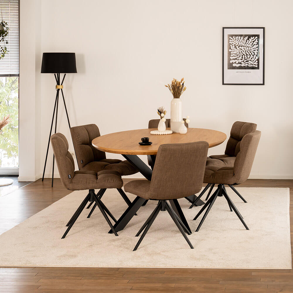 Home Deluxe Esstisch Oval AVENTIS inkl. Sternfuß - 200 x 120 cm Light Oak
