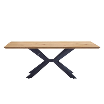 Home Deluxe Essgruppe Eckig AVENCIA inkl. Sternfuß - 200 x 120 cm Light Oak 4 Stühle Creme