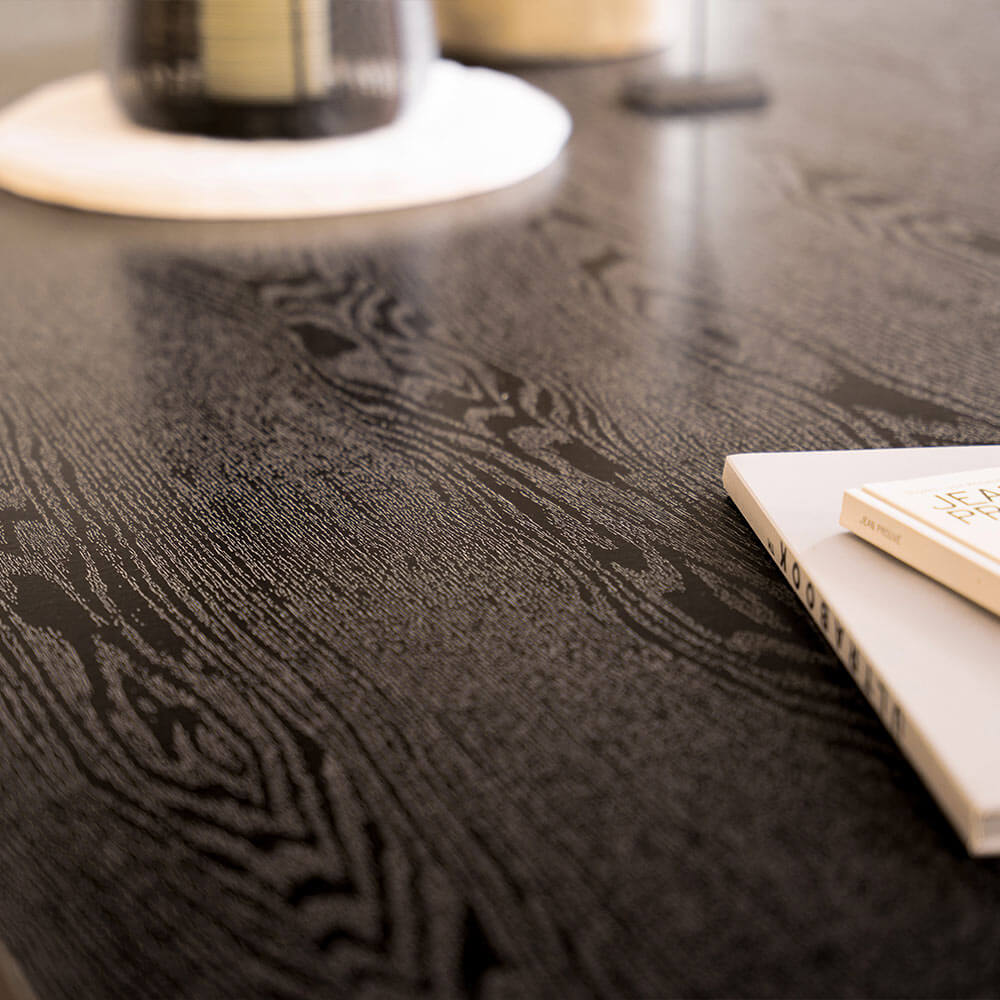 Home Deluxe Essgruppe Eckig AVENCIA inkl. Sternfuß - 200 x 120 cm Dark Oak 4 Stühle Grau