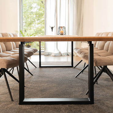 Home Deluxe Essgruppe Eckig AVENCIA inkl. U-Fuß - 240 x 120 cm Light Oak 8 Stühle Grau
