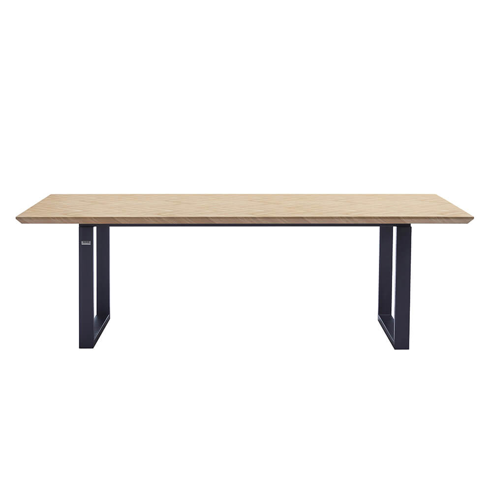 Home Deluxe Essgruppe Eckig AVENCIA inkl. U-Fuß - 240 x 120 cm Fishbone Oak 8 Stühle Hellbraun