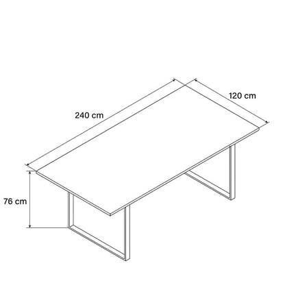 Home Deluxe Essgruppe Eckig AVENCIA inkl. U-Fuß - 240 x 120 cm Light Oak 6 Stühle Creme