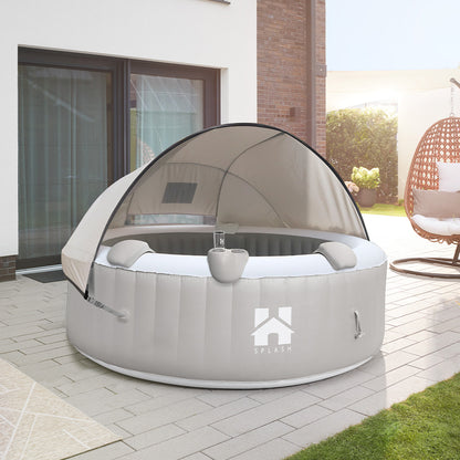 Home Deluxe Outdoor Whirlpool inkl. Kissen, Getränkehalter und Sonnendach SPLASH -  Ø208 cm 6 Personen Grau