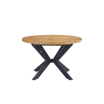Home Deluxe Essgruppe Rund Ausziehbar AVENTURA inkl. Sternfuß - 120-160 x 120 cm Light Oak 4 Stühle Hellbraun