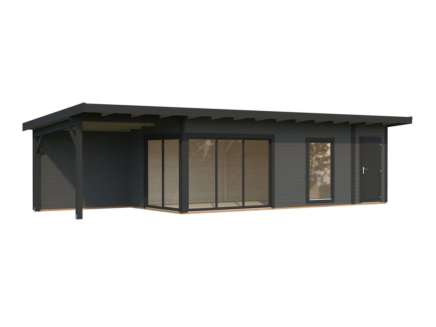 Palmako Andrea 21,1+7,9 m2 Slide - Lackiert hellgrau RAL7042 + anthrazit RAL7016