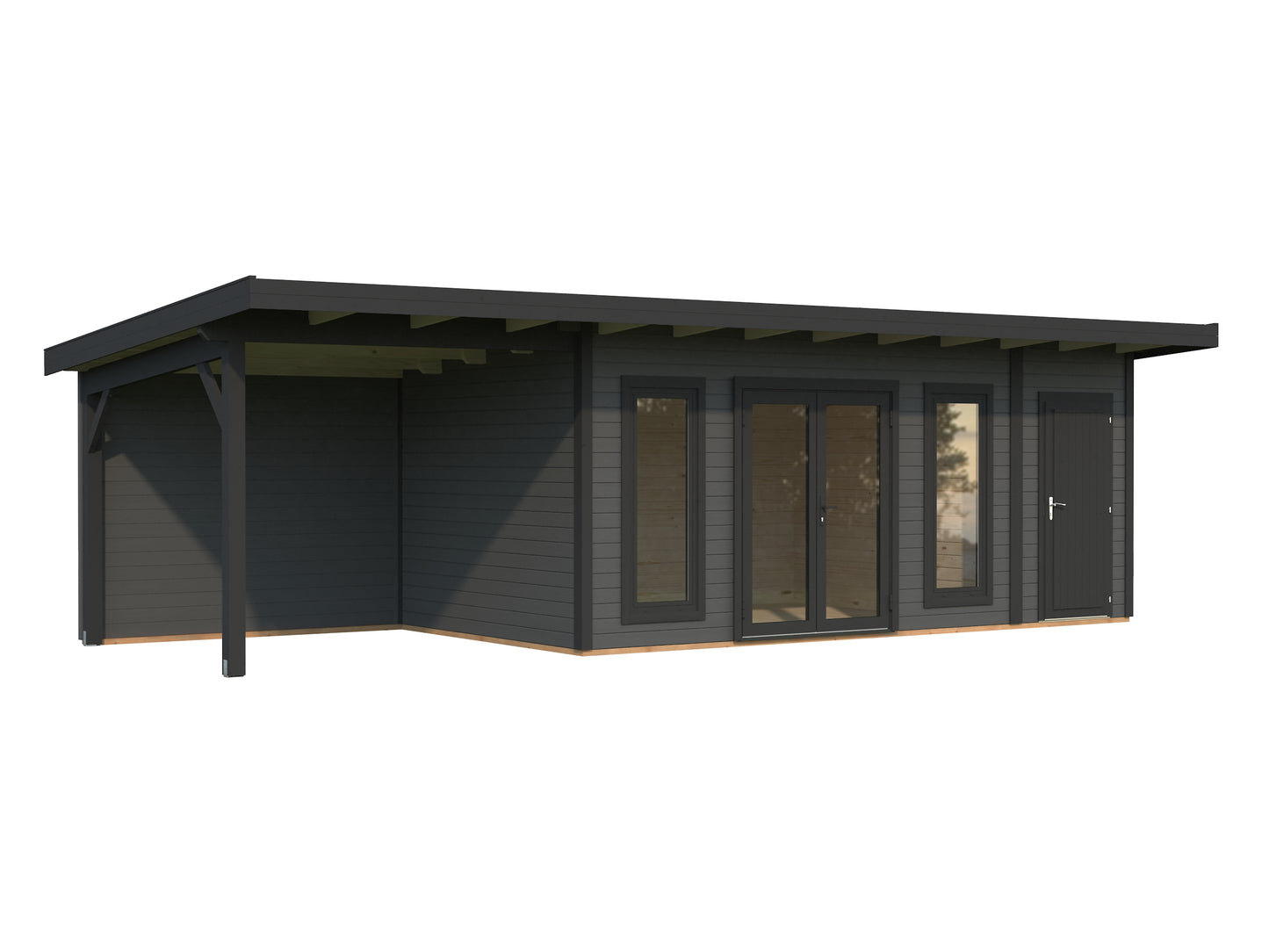Palmako Aurelia 16,7+7,9 m2 - Lackiert hellgrau RAL7042 + anthrazit RAL7016