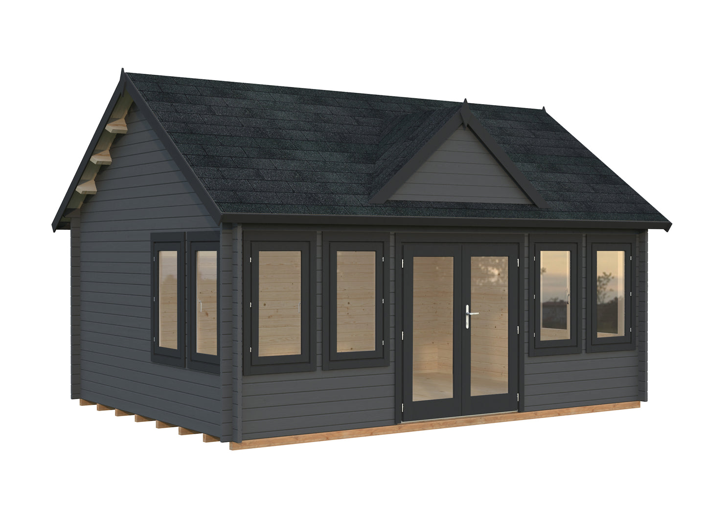 Palmako Claudia 19,4 m2 - Lackiert dunkelgrau RAL7012 + weiß RAL9016