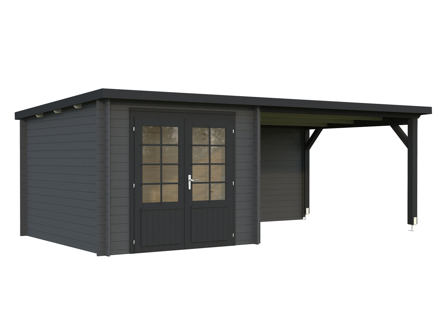 Palmako Ella 6,9+10,0 m2 - Lackiert dunkelgrau RAL7012 + anthrazit RAL7016