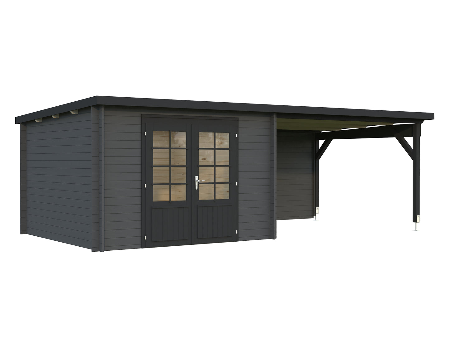 Palmako Ella 8,7+10,0 m2 - Lackiert dunkelgrau RAL7012 + weiß RAL9016