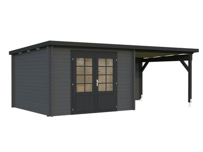 Palmako Ella 8,7+8,2 m2 - Lackiert dunkelgrau RAL7012 + weiß RAL9016
