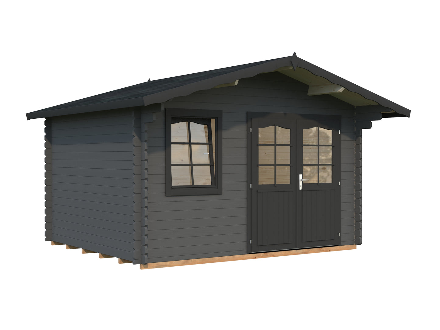 Palmako Emma 10,4 m2 - Lackiert hellgrau RAL7042 + anthrazit RAL7016