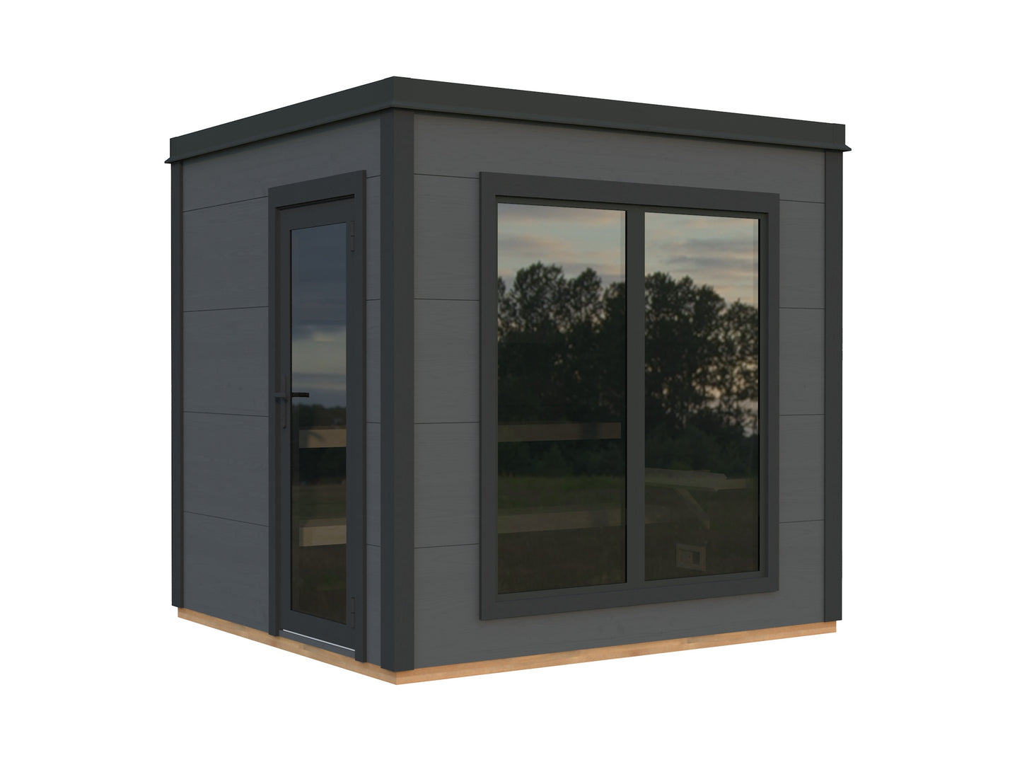 Palmako Grace Sauna 5,3 m2 - Lackiert hellgrau RAL7042 + anthrazit RAL7016