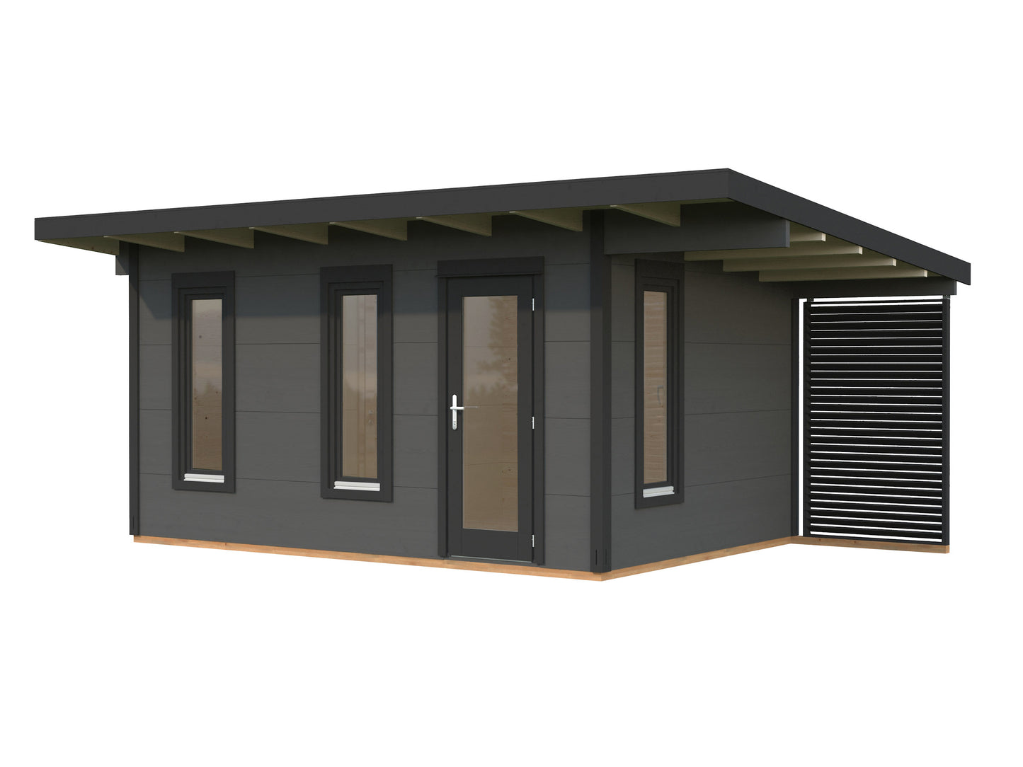 Palmako Grace 12,4+4,1 m2 - Lackiert hellgrau RAL7042 + anthrazit RAL7016