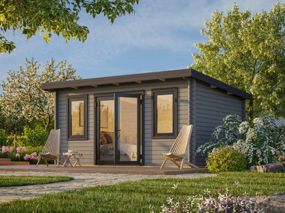 Palmako Lisandra 14,2 m2 - Lackiert hellgrau RAL7042 + anthrazit RAL7016