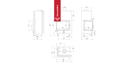 Kratki Wasserführender Kamineinsatz KRATKI MBZ links 13 kW Ø 200