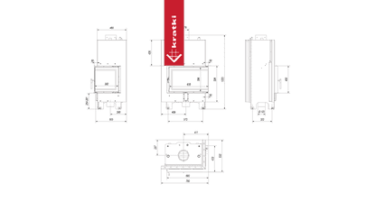 Kratki Wasserführender Kamineinsatz KRATKI MBM rechts 12 kW Ø 180