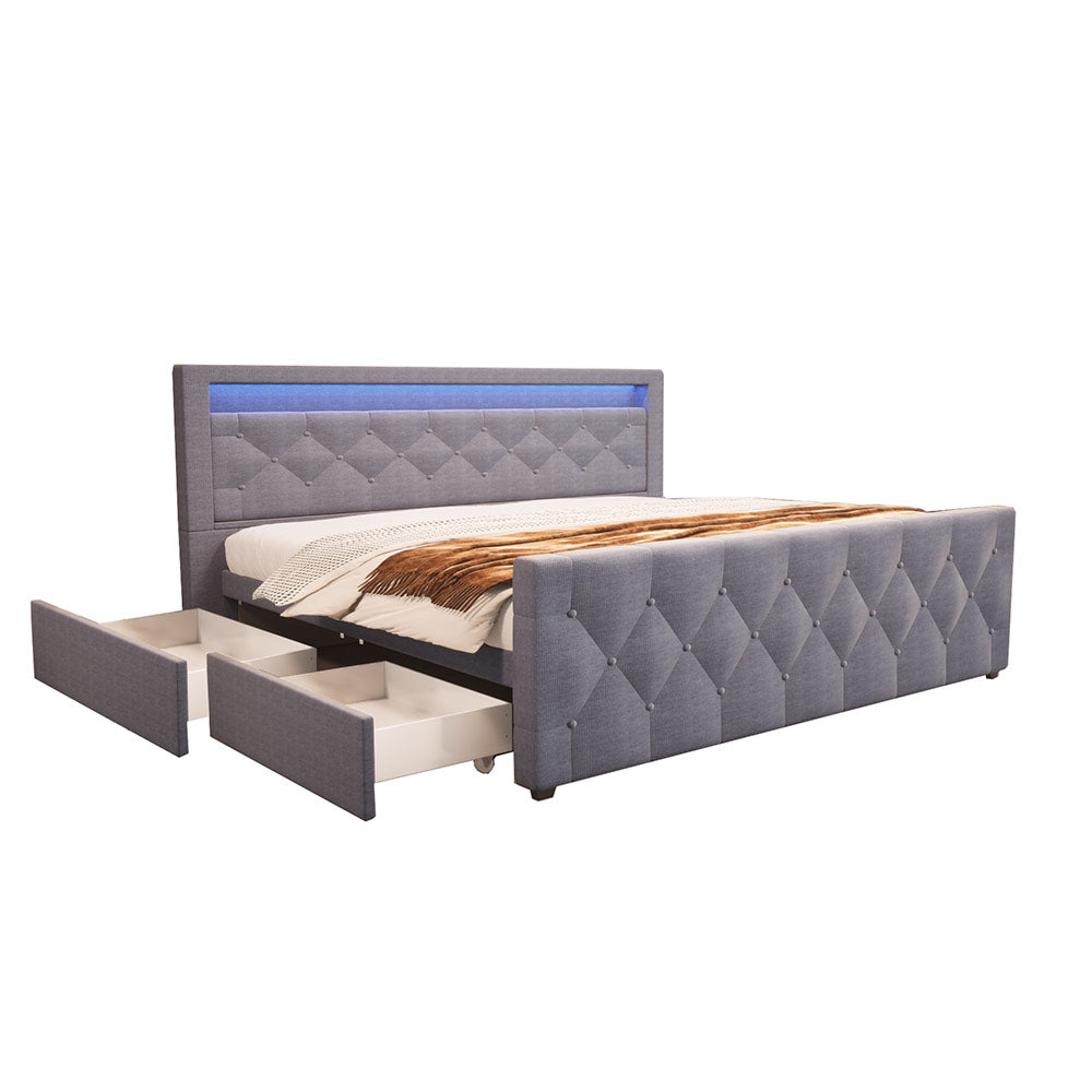 Home Deluxe Polsterbett inkl. Matratze und Topper VELARA - 140 x 200 cm Dunkelgrau
