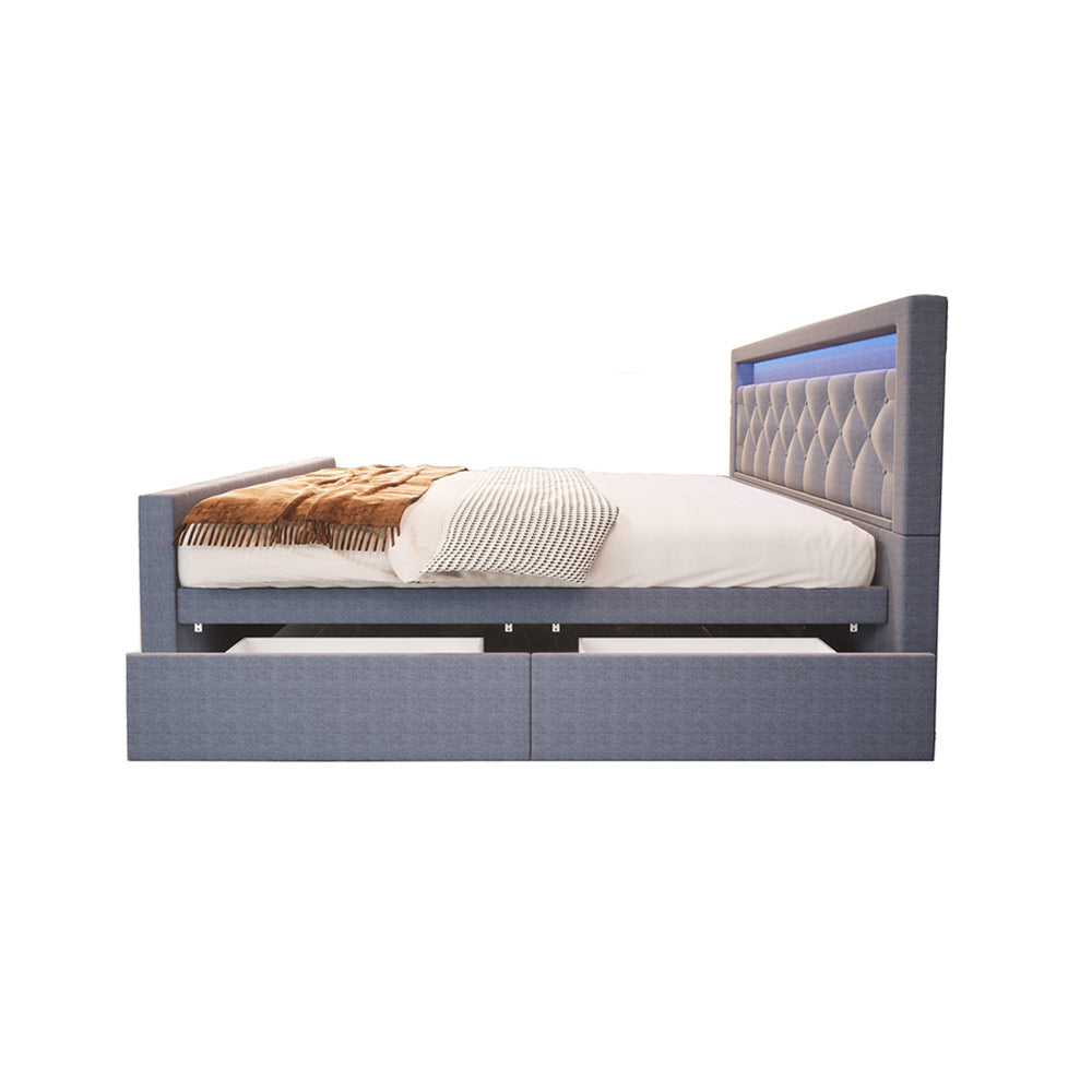 Home Deluxe Polsterbett inkl. Matratze und Topper VELARA - 140 x 200 cm Dunkelgrau
