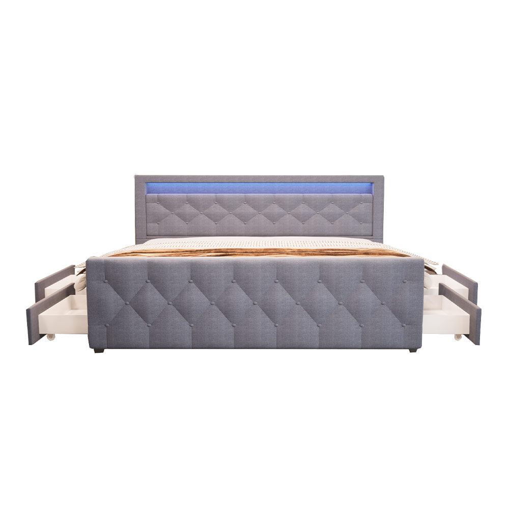 Home Deluxe Polsterbett inkl. Matratze und Topper VELARA - 140 x 200 cm Dunkelgrau