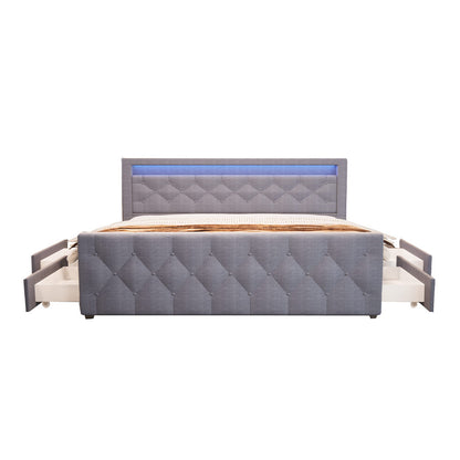 Home Deluxe Polsterbett inkl. Matratze und Topper VELARA - 140 x 200 cm Dunkelgrau