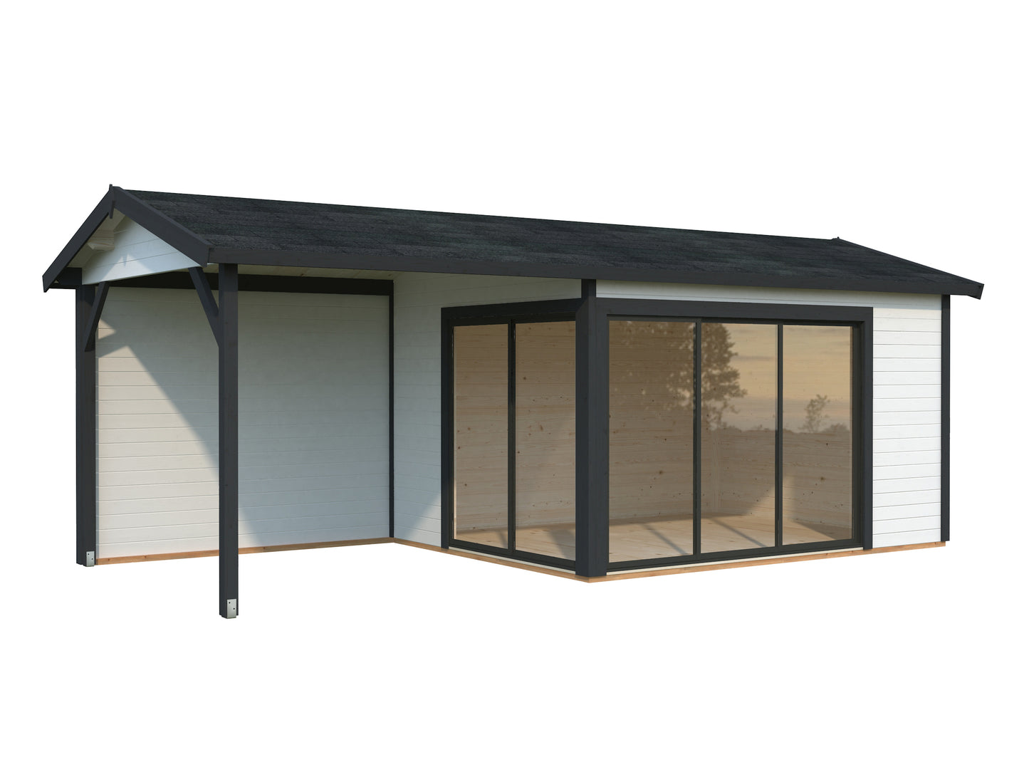 Palmako Amanda 11,2+7,8 m2 Slide Plus - Lackiert hellgrau RAL7042 + anthrazit RAL7016