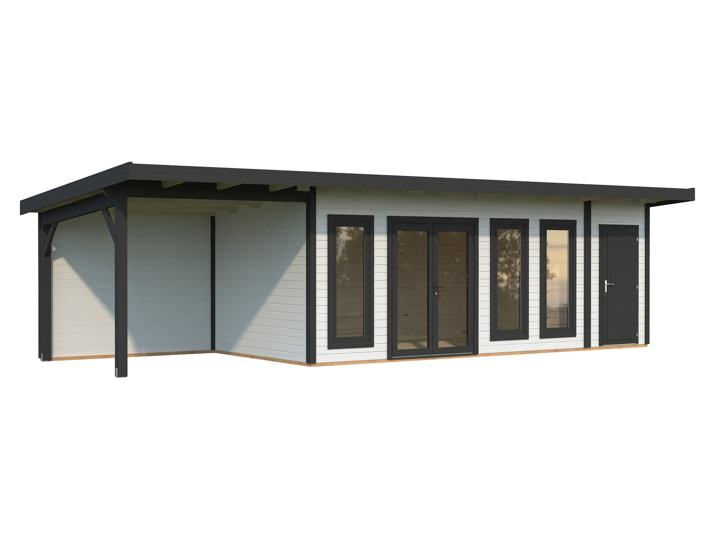 Palmako Aurelia 19,2+7,9 m2 - Lackiert dunkelgrau RAL7012 + anthrazit RAL7016