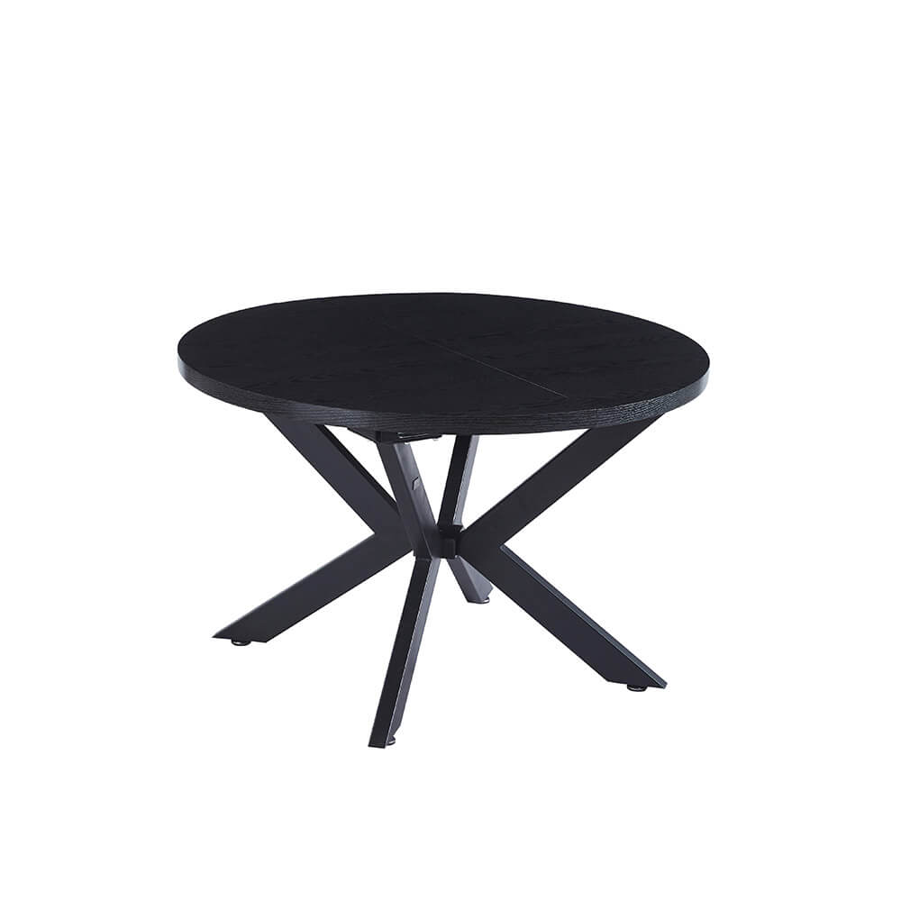 Home Deluxe Essgruppe Rund Ausziehbar AVENTURA inkl. Sternfuß - 120-160 x 120 cm Dark Oak 4 Stühle Hellbraun